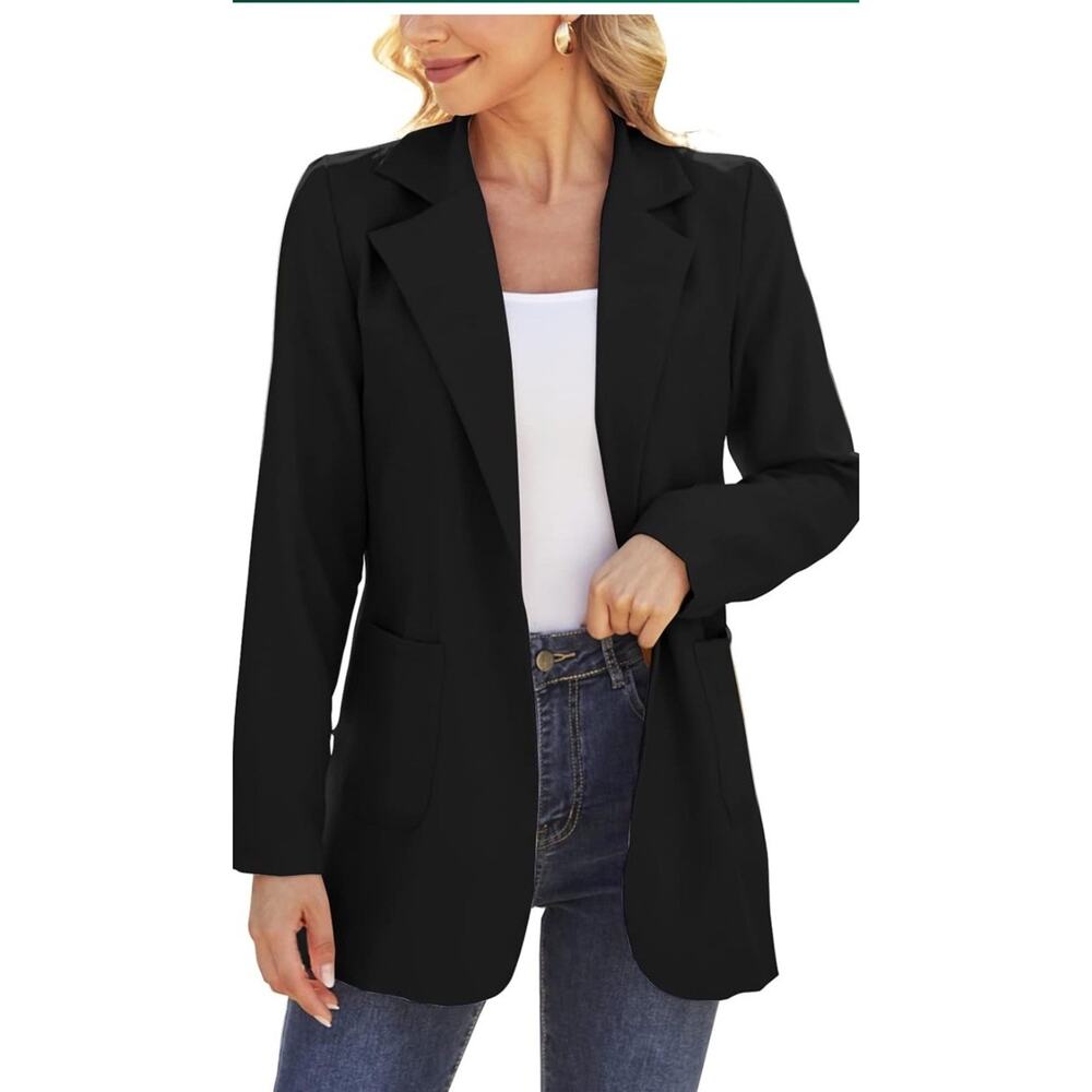 Women Open Front Blazers Long Sleeve Casual OL Office Slim Large